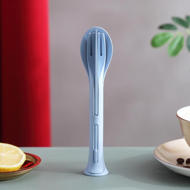 Portable Travel Cutlery Set Japan Style Wheat Straw Knife Fork Spoon Set Student Dinnerware Sets Kitchen Tableware Sets