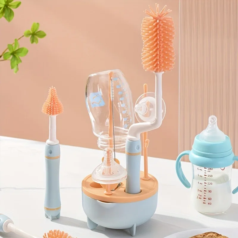 Baby 6-in-1 Travel Baby Bottle Cleaning Kit Silicone Brush Set