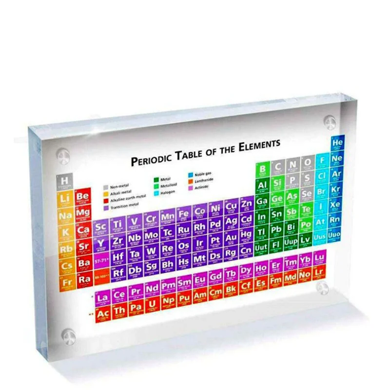 Acrylic Periodic Table Display For Teaching School Kid Chemical Study Props Tool 