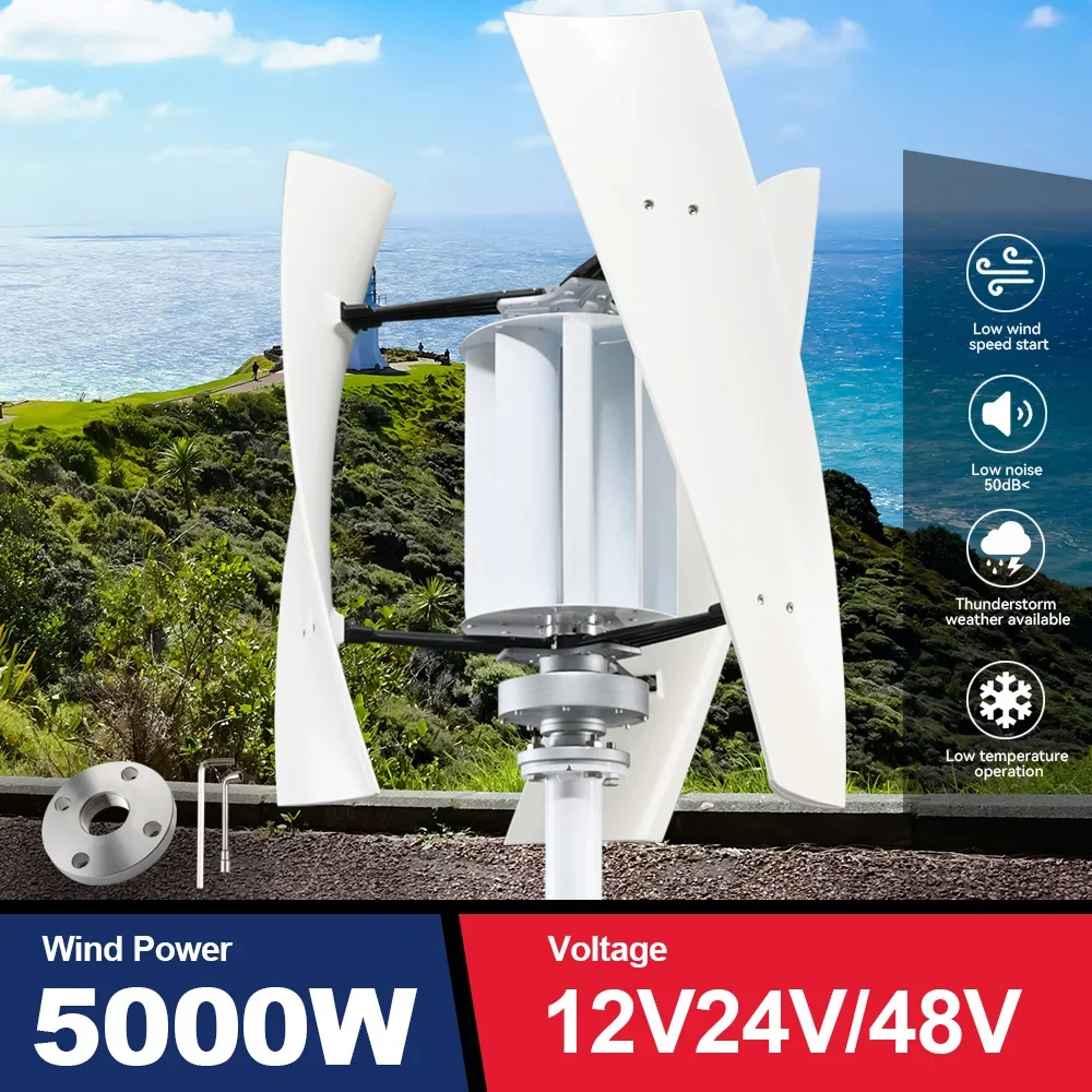 5KW Windmills Wind Generator Turbine Power 5000w 3 Blades 12v 24v 48v With Mppt/Hybrid Charge Controller For Yacht Farm Home Use