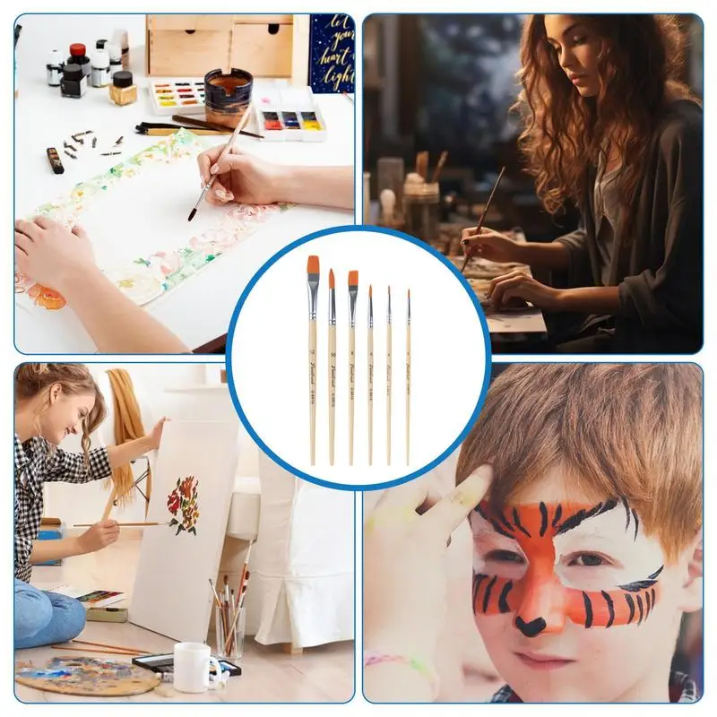 Paint Brushes For Acrylic Painting 6PCS Multi-Shaped Nylon Paint Brushes Pastel Painting Brushes Kit For Acrylic Oil Watercolor 5