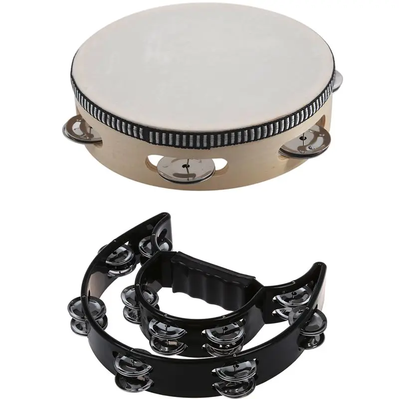 Musical Double Half Moon Tambourine Drum Kit With 7 Inch Musical