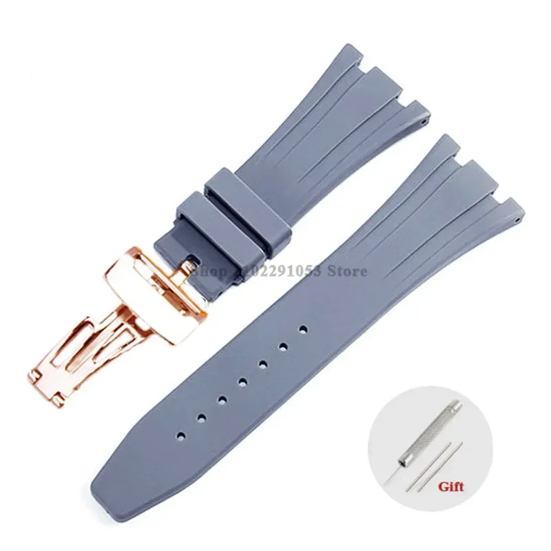 Premium 27mm Waterproof Rubber Watch Strap with Solid Butterfly Buckle