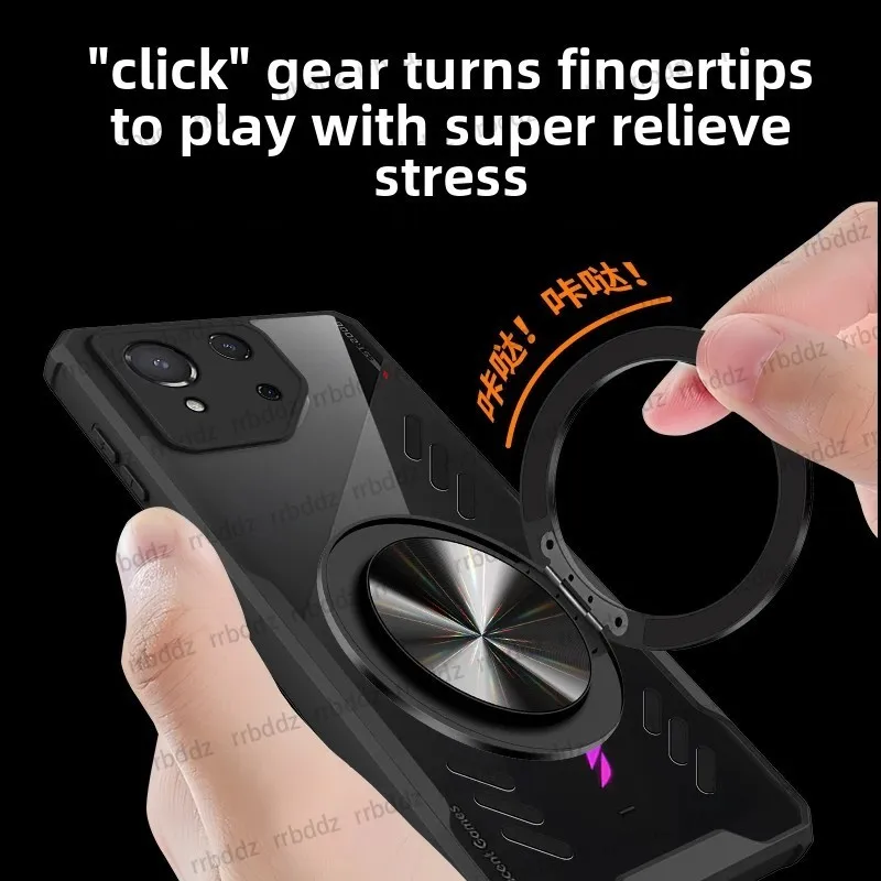 Magnetic 360° Rotation Stand Phone Case with Graphene Heat Dissipation and Transparent Cover