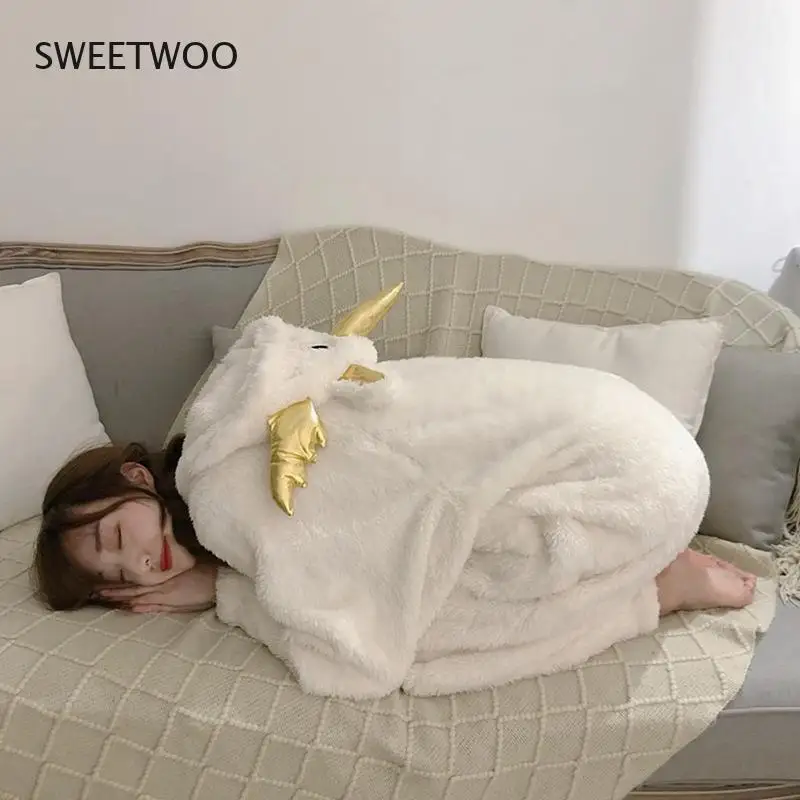 2022 New Cute Cartoon Anime Pajamas Women Autumn and Winter Thick Sweet One-Piece Home Service Winter Warm