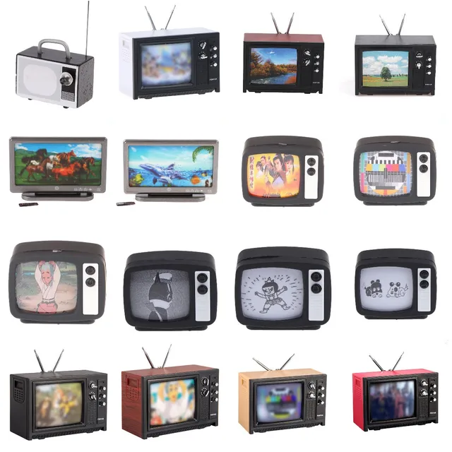 1:12 Doll House TV Remote Control Simulation Miniature Dollhouse Living Room Decoration Television Furniture Decor For Kids Gift 1