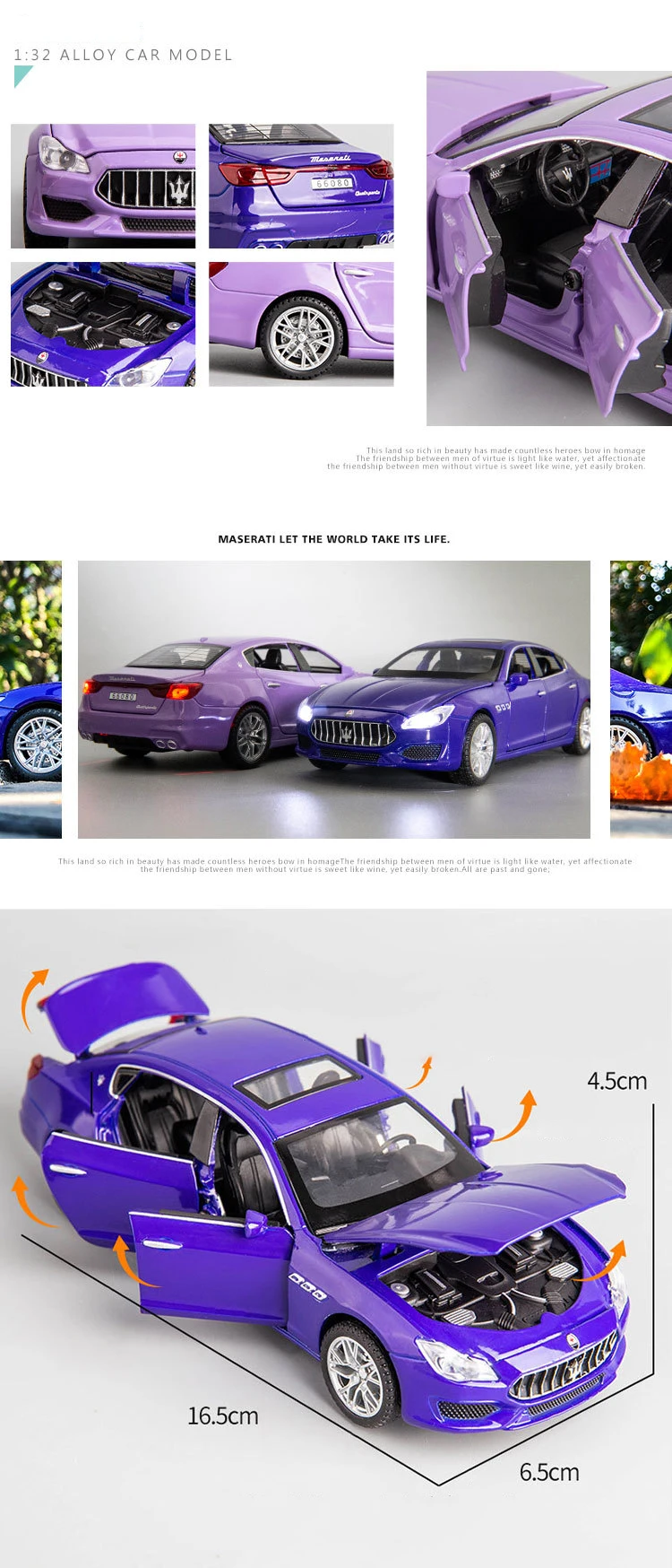 1:32 Maserati Quattroporte Alloy Car Model Diecast Vehicle Model