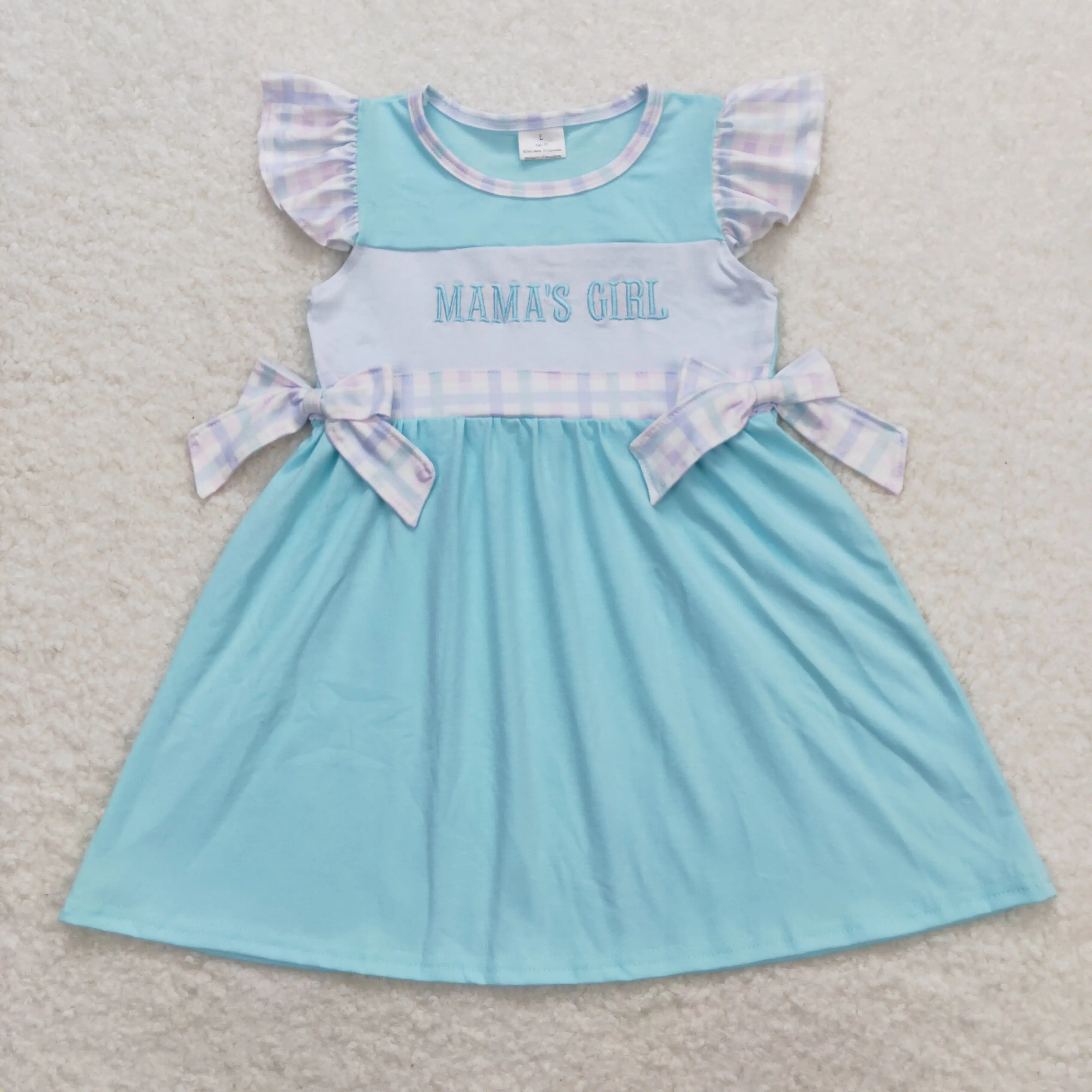 

GSD0848 Boutique Baby Toddler Girls Summer Dress Embroidery Letter Print Flutter Sleeve Kids Boutique Clothes