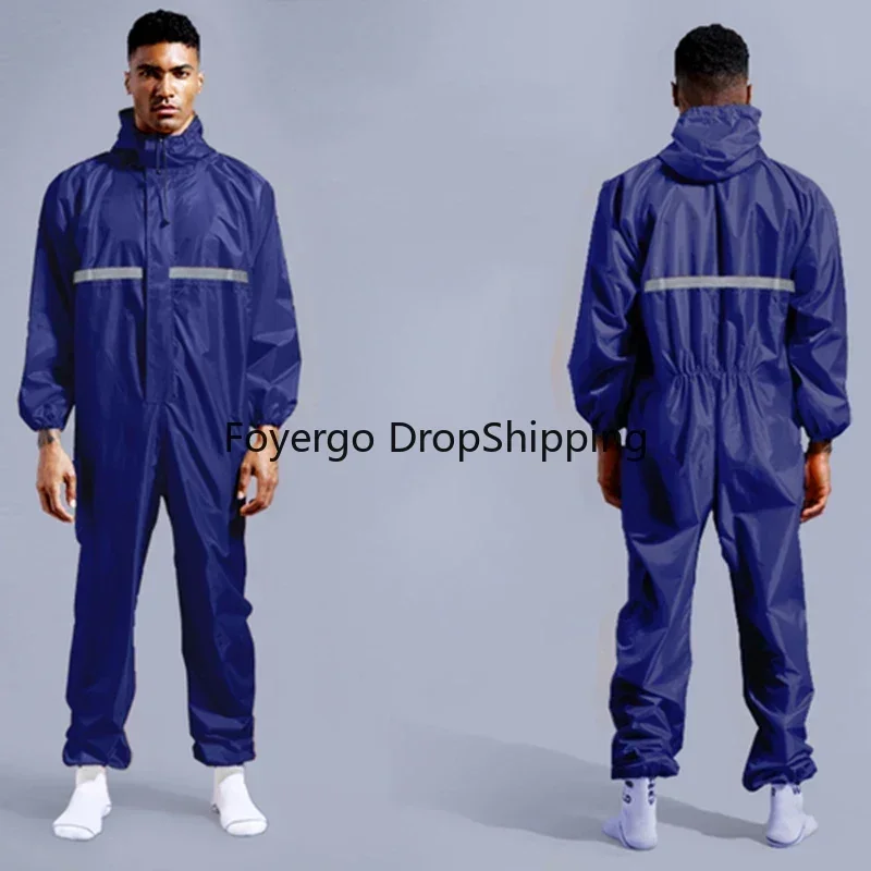 Conjoined Raincoat Coverall Hat Work Safety Clothing for Adult Biker Men raincoat poncho