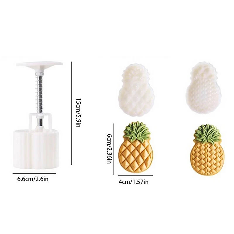 1Set Fruit Pineapple Shape Pastry Mold,Including 1 Mold And 2 Stamps,DIY Hand Press Moon Cake Stamps,Mung Bean Cake,Cookie Mold