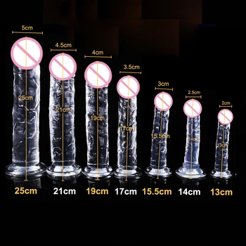 Realistic Dildo for Women,Silicone Beginner Clear Dildo with Strong Suction Cup Hands-Free Play for Adult Sex Masturbator G Spot 5