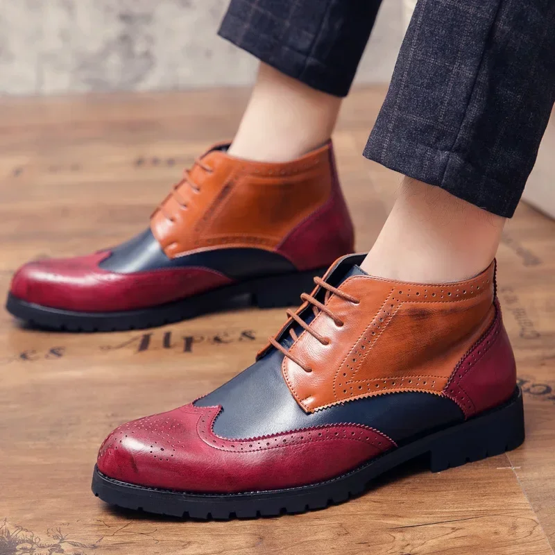 Four Seasons New Men's Brogue Pointed Leather Shoes Large Size Business Formal Leather Shoes British Style Wedding Shoes PX3801 5