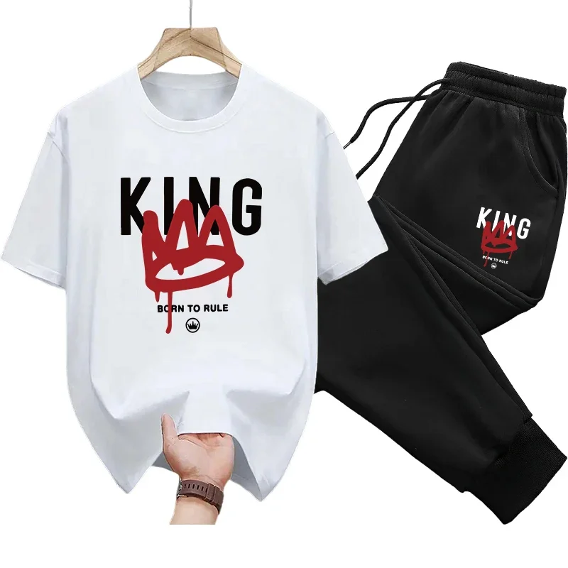 Mens Cotton Tracksuit Set Sport Casual Outfit