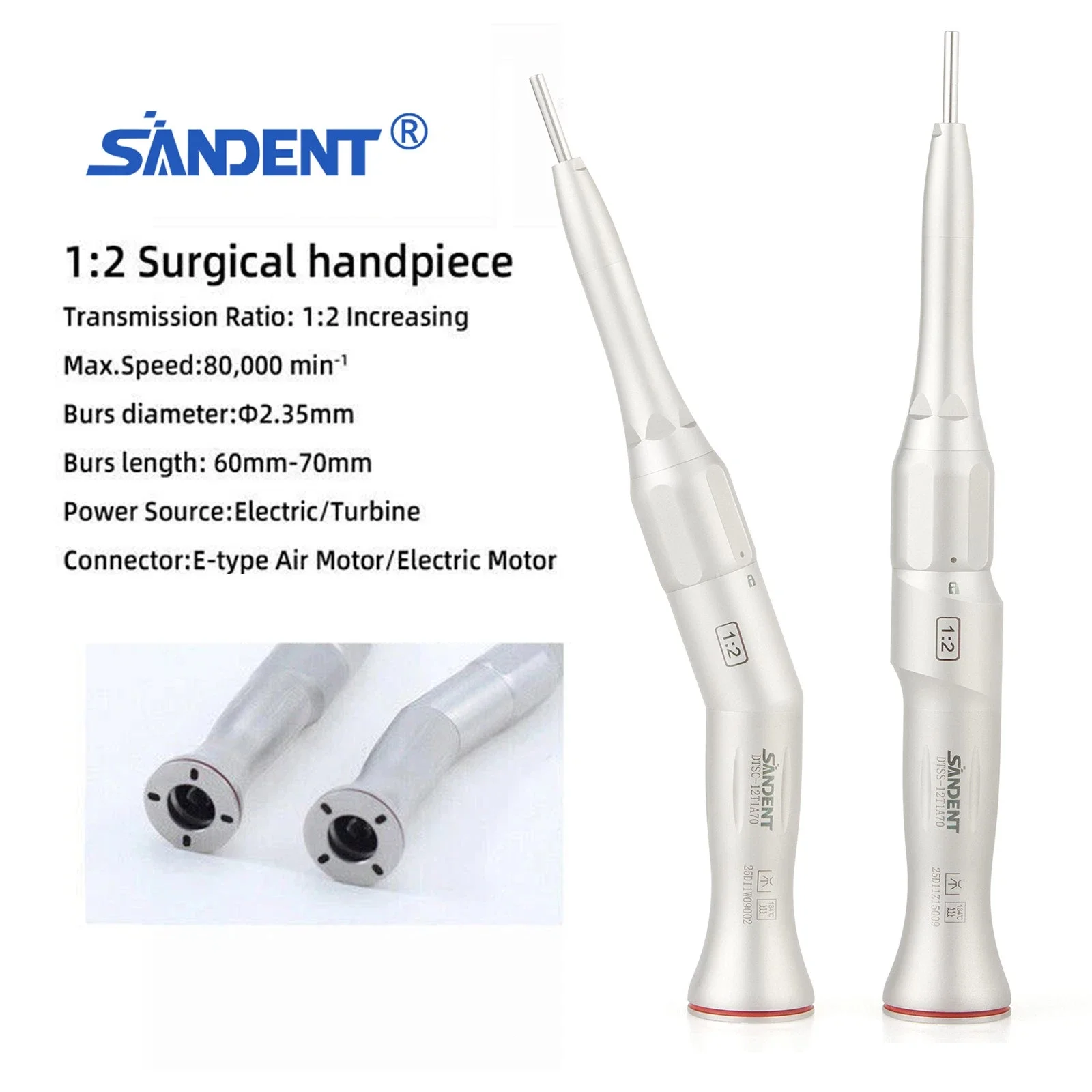 Dental 1:2 Chirurgisches Osteotomie-Niedriggeschwindigkeits-Handstück 20° Winkelstück Gerade für NSK/KAVO