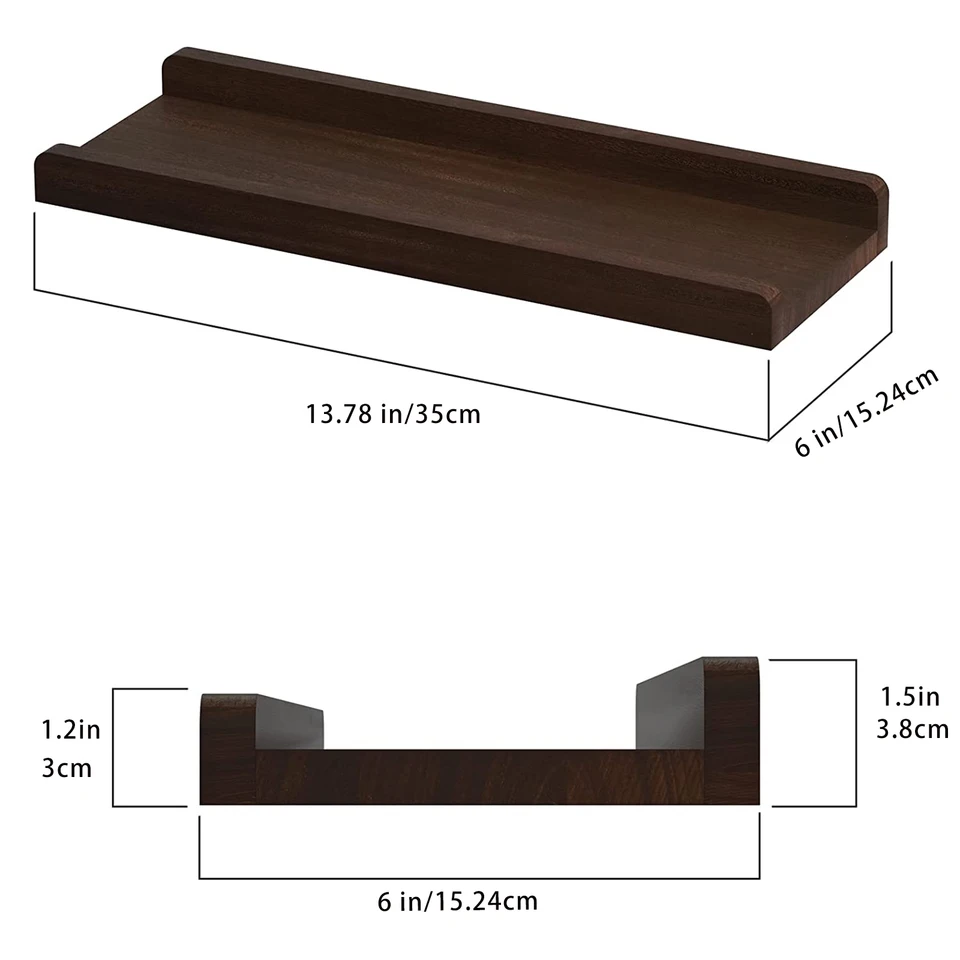Drijvende, aan de muur gemonteerde set van 3, rustieke houten opbergplank, decor display richel, wandplank voor slaapkamer, keukenkruidenrek of badkamerorganizer (kleur: primaire kleur beige A