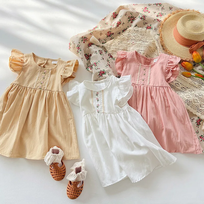 Dresses Summer For Girls 2023 New Lace flower embroidery Dress Girl Princess Dress Kids Party