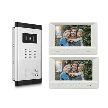 7"Video Door Phone Doorbell Private House Monitor 2 Call Buttons Unlock Building Intercom System 1