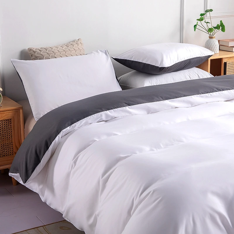 3pcs Solid colour duvet cover set of three Scandinavian simplicity queen size comfy/with pillowcases 2