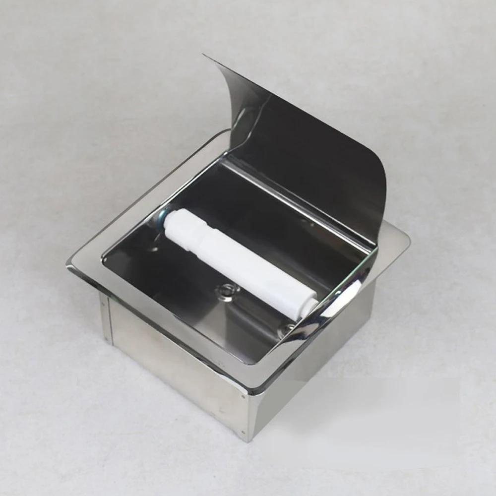 Stainless Steel Recessed Toilet Paper Holder Wall Toilet Paper Holder Modern Style Toilet Paper Holder Recessed Tissue Roll D 3