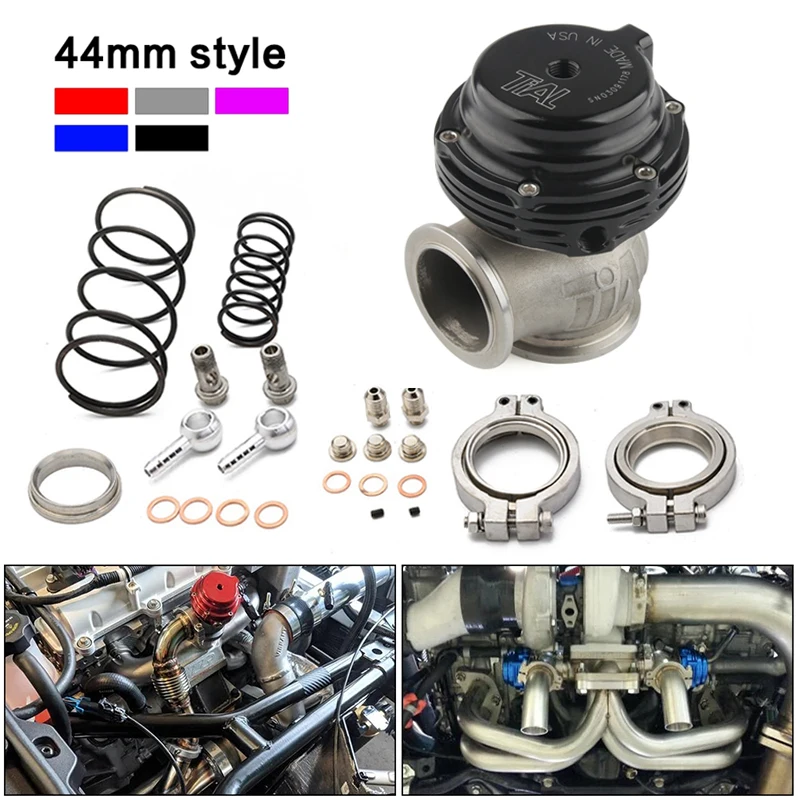 External Wastegate Water Cooler 44mm Turbo With Flange Hardware MV-R Water Cooled Logo Red Blue Black