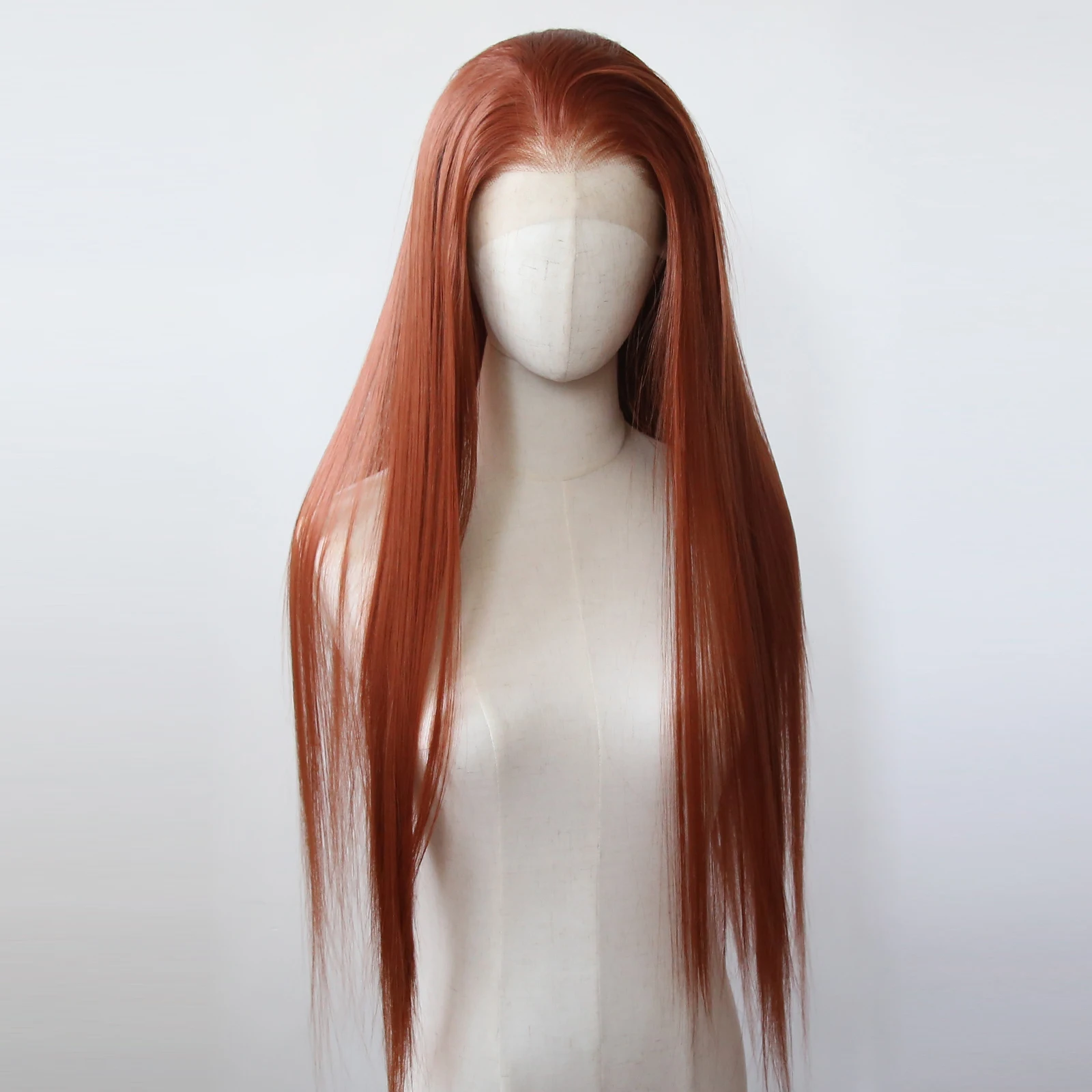 Lace Front Wig Synthetic Hair Wigs Ginger Brown Synthetic Lace Front Wig Long Straight Copper Red Pre Plucked Heat Resistant Fiber Hair