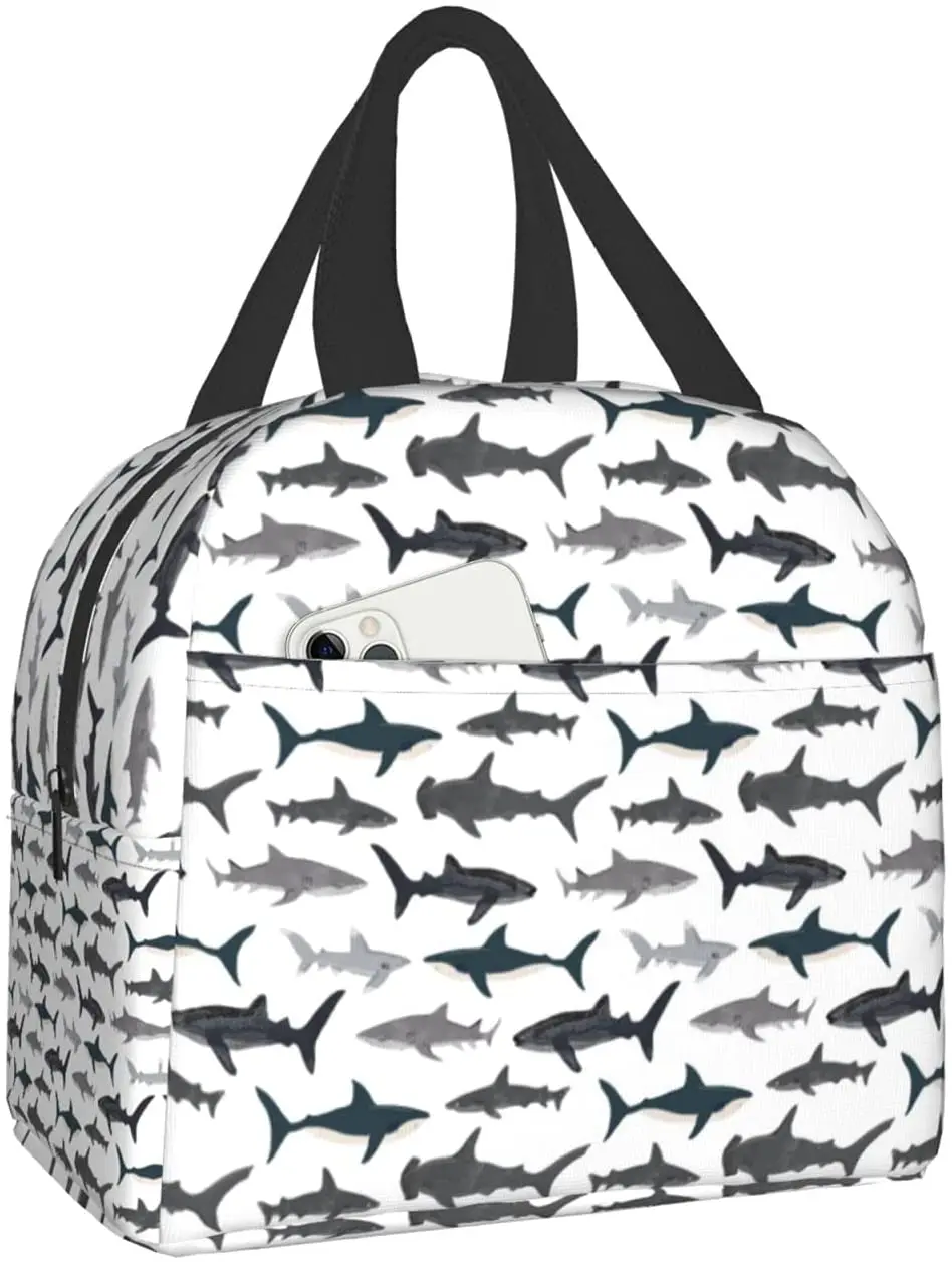 

Sharks Lunch Bag for Women Cooler Tote Box Insulated Leakproof Reusable Girls Lunchbag Office Work School Picnic Portable