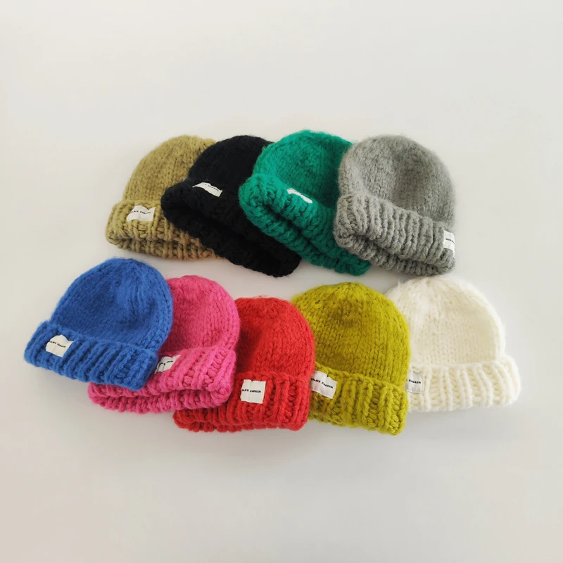 

Autumn Winter Baby Beanies Knitted Hats Kids Boys Girls Letter Pattern Caps Soft Thicking Warm Casual Children Hat