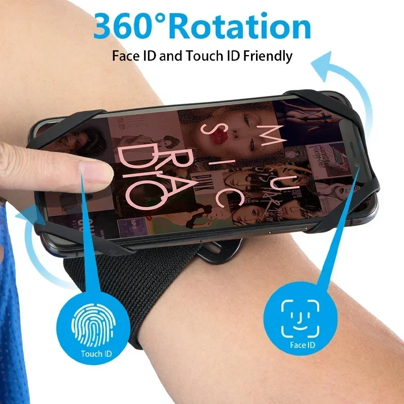 Phone Armband Mobile Phone Armband Phone Arm Band Sports Arm Bag Fitness Arm Bag 360&deg; Removable Armbands Detachable Phone Holder Motorcycle Outdoor Sports Bike Cycling Armband Running Wristband