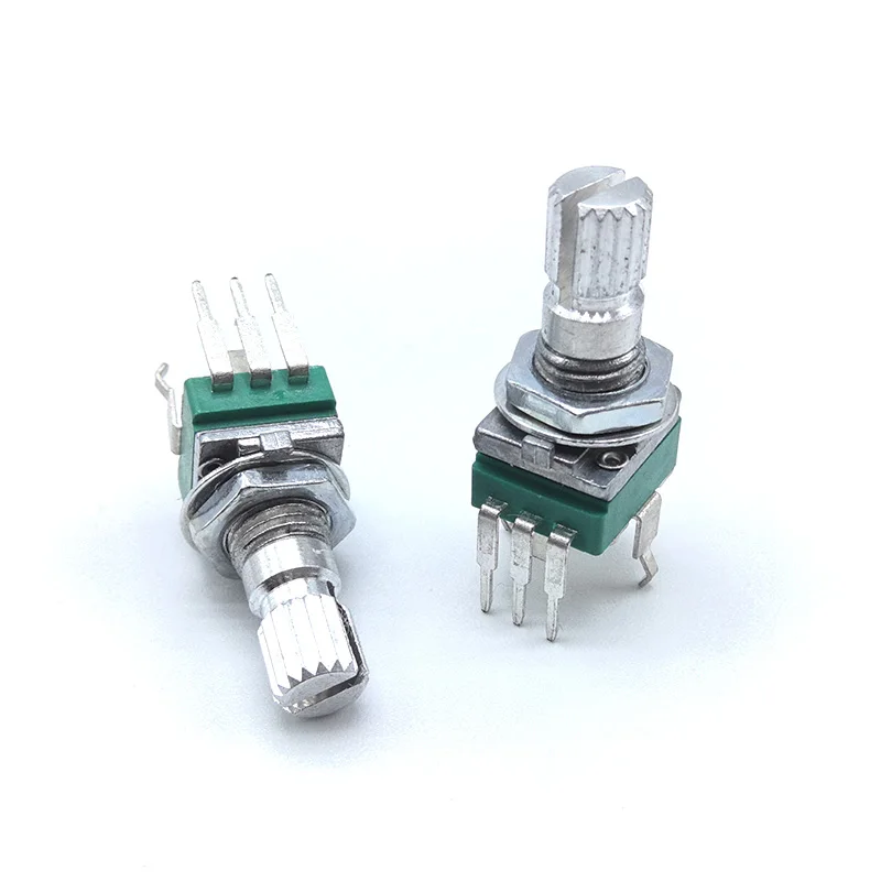 R097 Precision Potentiometer Vertical bent foot single channel B10K B100K plum shaft 15mm 2 pcs