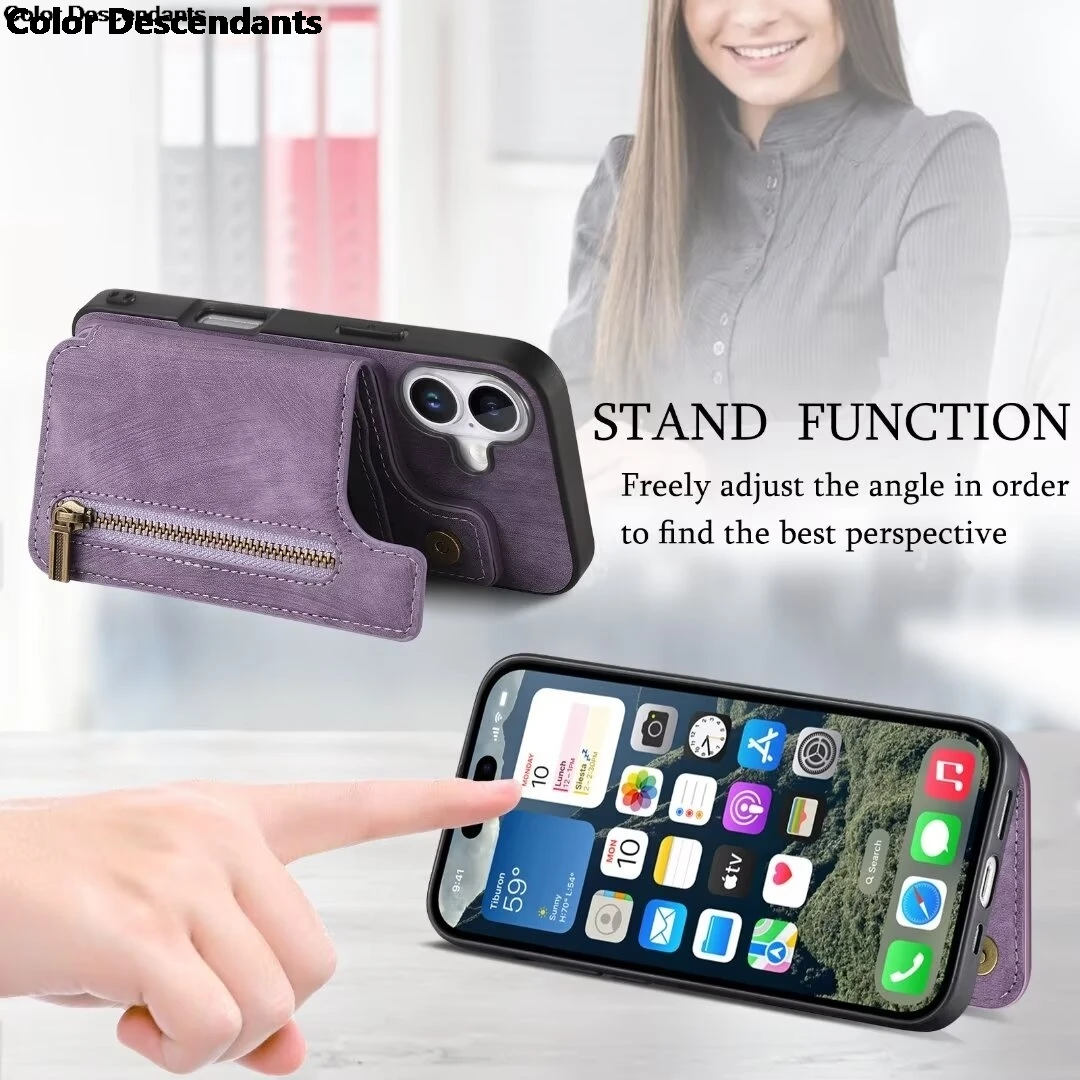 Leather Zipper Wallet Case - Universal Fit