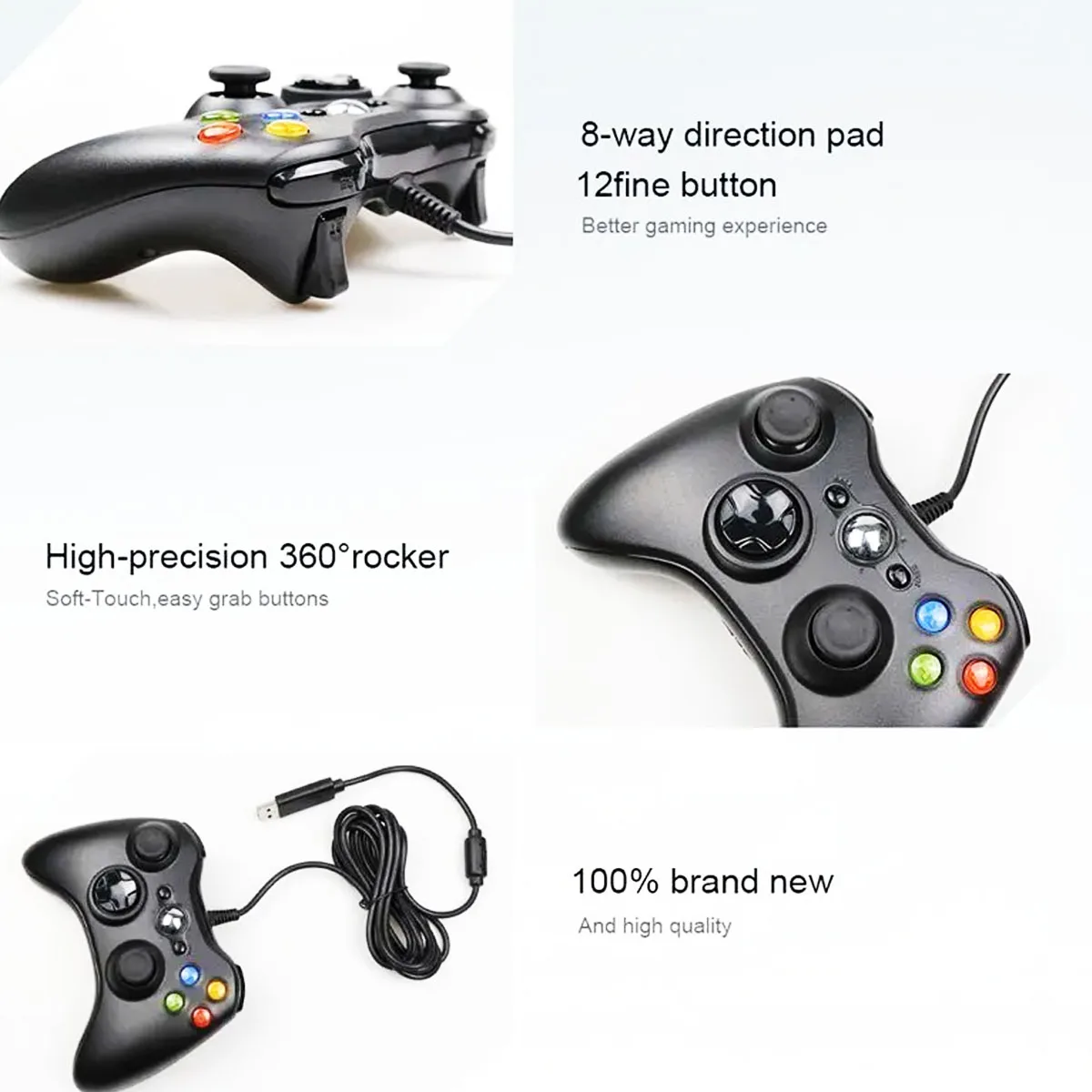 XBOX 360 wired gamepad supports Xbox 360 slim PC gamepad supports Steam a nd can adapt to Win7/8/10/11 pc computer wireless