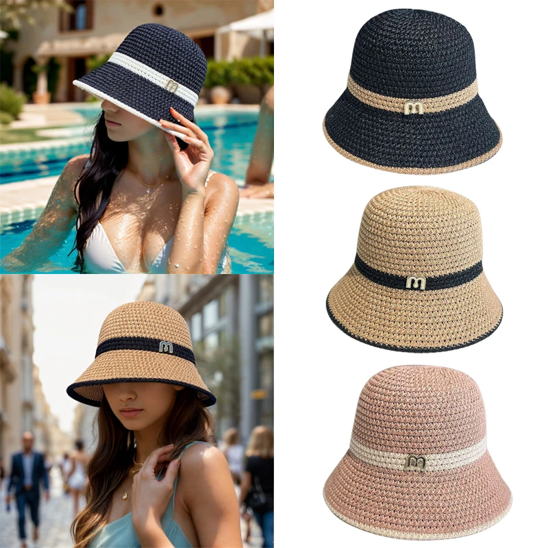 

New Floppy Foldable Ladies Women Straw Beach Sun Hat Summer Hats Holiday Travel Wide Brim Cap Female Lady Outdoor Beach Sun Cap