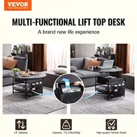 Lift Top Coffee Table 35.3" Round Coffee Table for Living Room Black 2