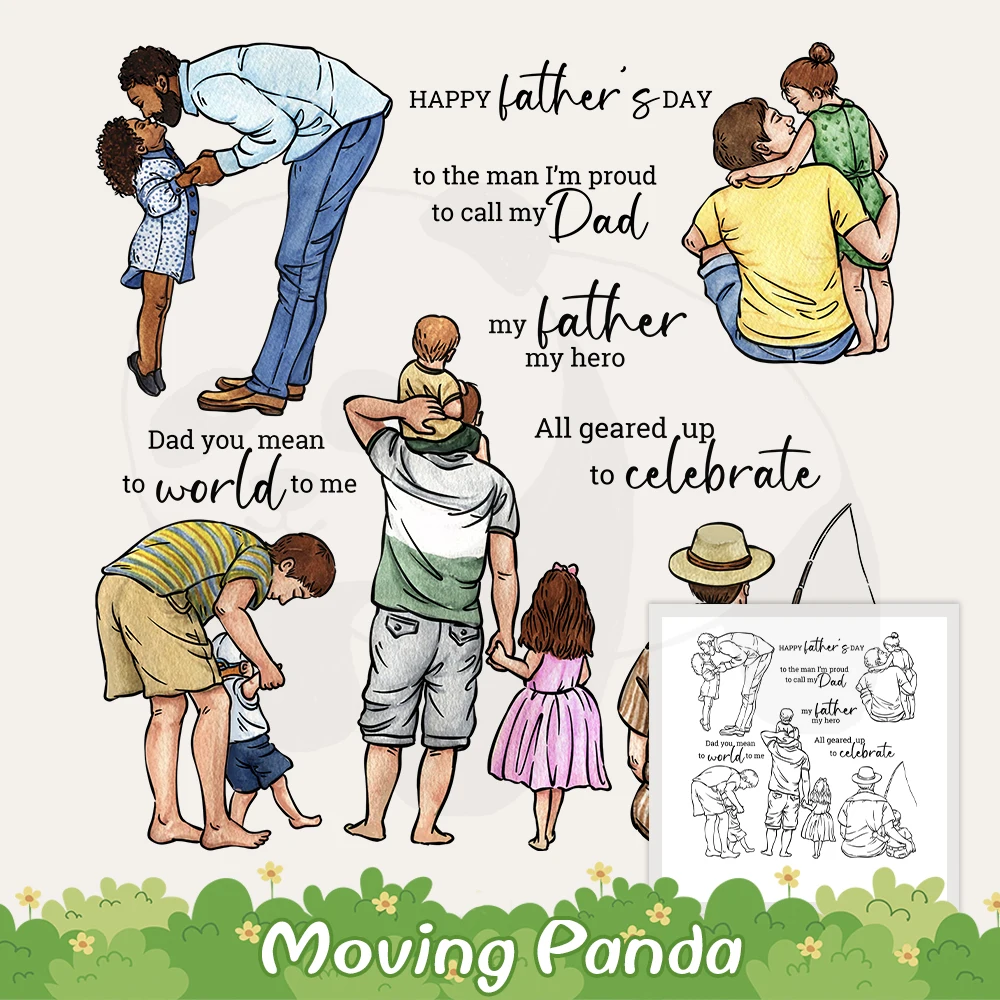 

Father And Kids Cutting Dies Clear Stamps Love Father's Day Gifts DIY Scrapbooking Supplies Metal Dies Silicone Stamps For Cards