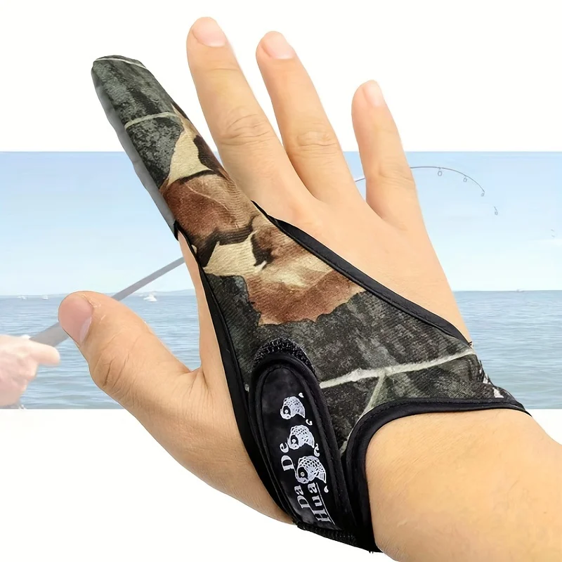1pc Durable Camouflage Fishing Gloves for Left & Right Hand Fishing Gloves