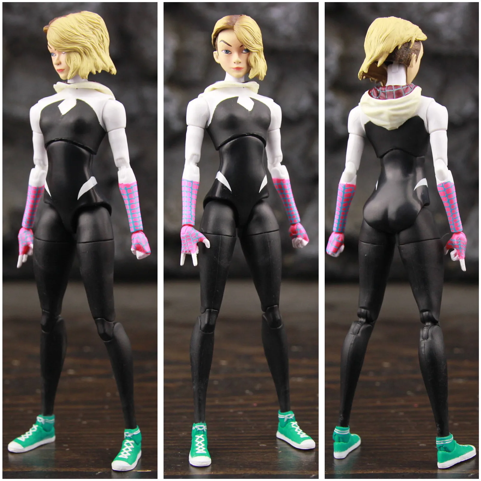 スパイダーバースのアクションフィギュアspider-gwen-stacy-6インチの男性のおもちゃモデルspider-verse驚くべきスパイダーマン