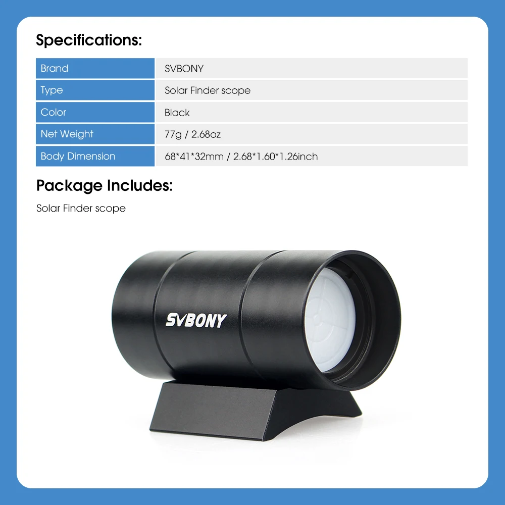 Se0ab1bcfb33e46df90aab42f1aa2d040q SVBONY Solar Finder Scope For Sun Positioning Total Finderscope Eclipse& Partial Eclipse Observation for Astronomy Telescope