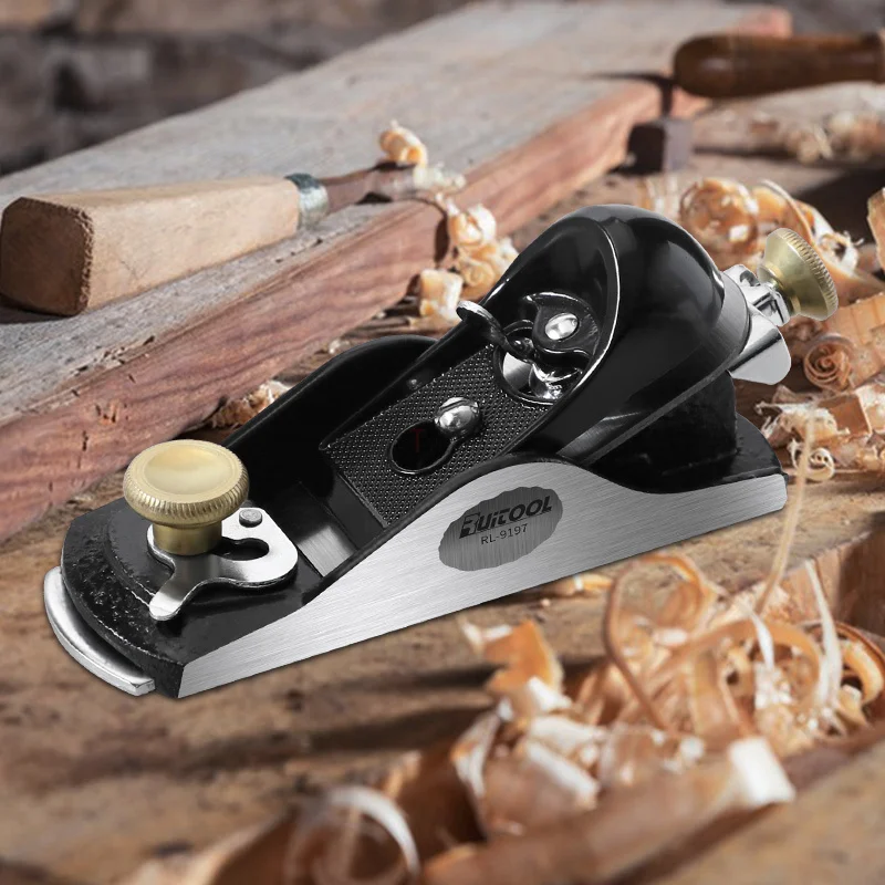 Hand Planer 6.38" Adjustable Block Plane with 1-5/8 Inch Wide T10 Blade Flat Bottom Trimming Planer for Woodworking Trimming