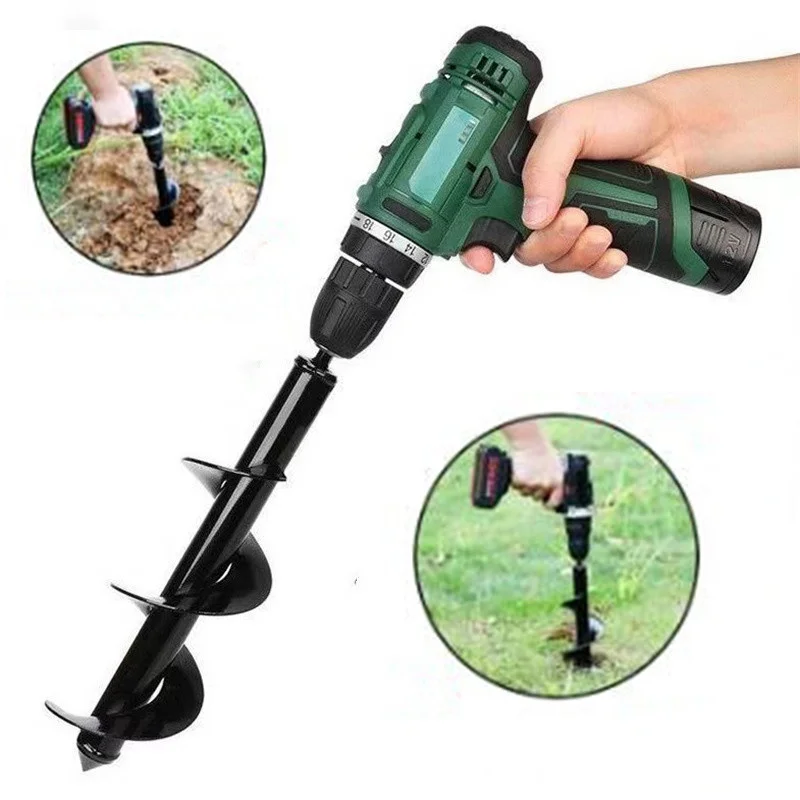 Garden Auger Spiral Drill Bit Flower Planter Bulb Shaft Auger Yard Gardening Earth Drill Planting Hole Digger Tool 5