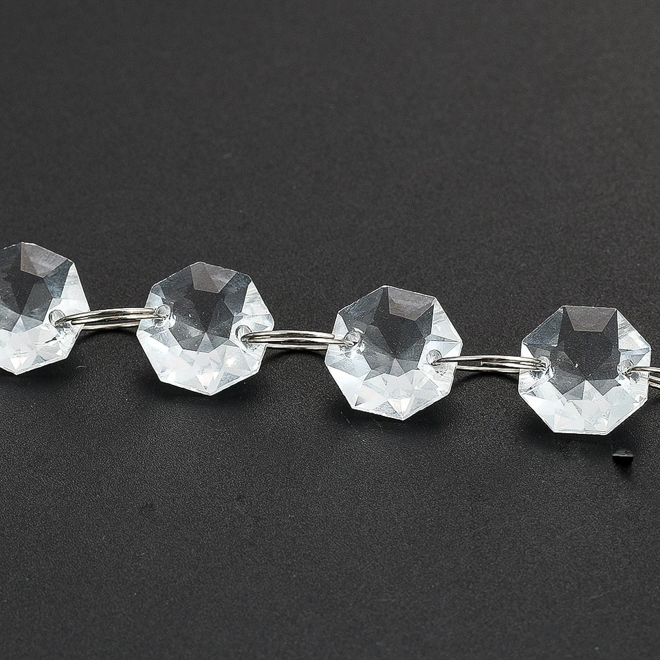 Belle Vous Helder Glazen Kristallen Kandelaar Kralen Ketting Guirlande (6 Pak) 1 m Guirlande Strengen met 1,9 cm Octagonale Kralen – Voor DIY Hobby, Huwelijk/Kerst/Feest Decoratie, Sieraden en Lampen