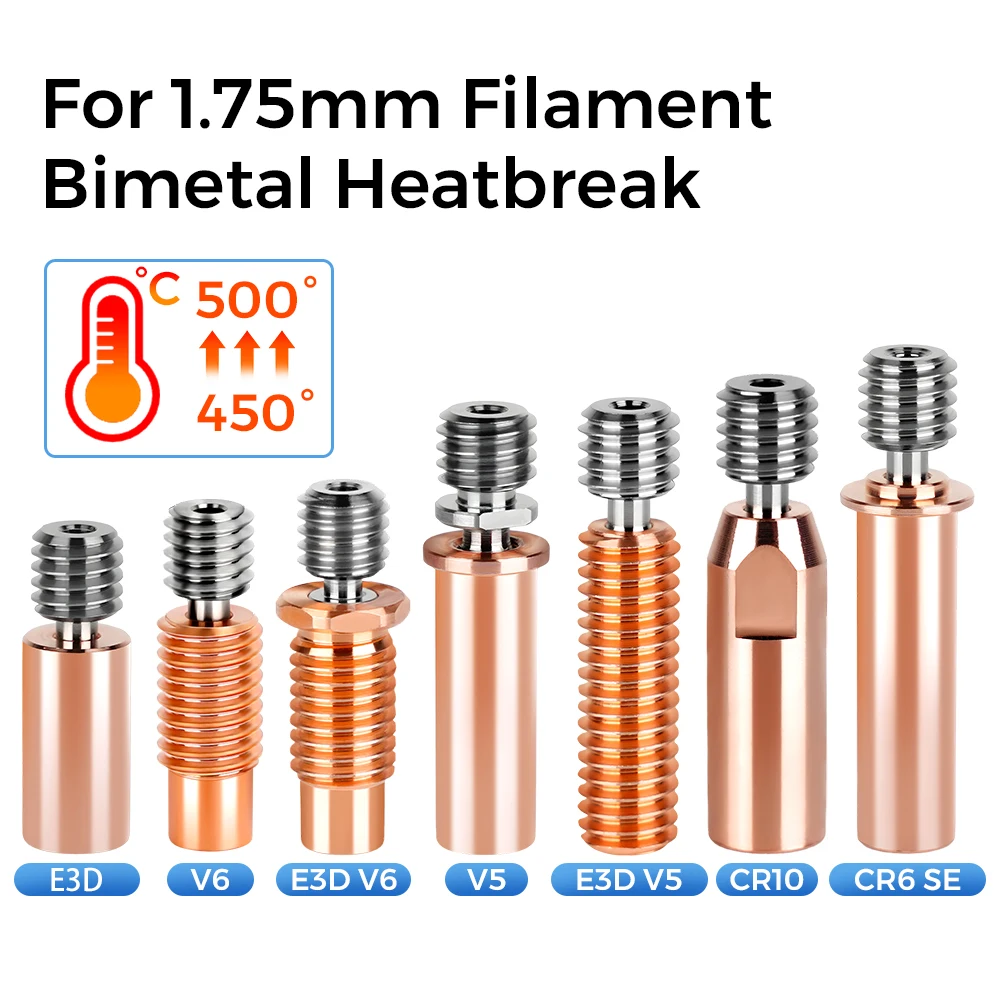 

High Quality E3D V6 Throat V5 3D Printer Parts CR10 Bi-metal Heatbreak Copper Plated MK8 Throats For Ender 3 S1/Pro CR10S CR6 SE