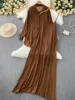 110091-812741.jpg Robe chemise pour femmes musulmanes, ensemble deux pièces, costumes modestes solides, Ensemble musulman du Ramadan, Maroc, dubaï, Abayas, tenues islamiques Jalabiya