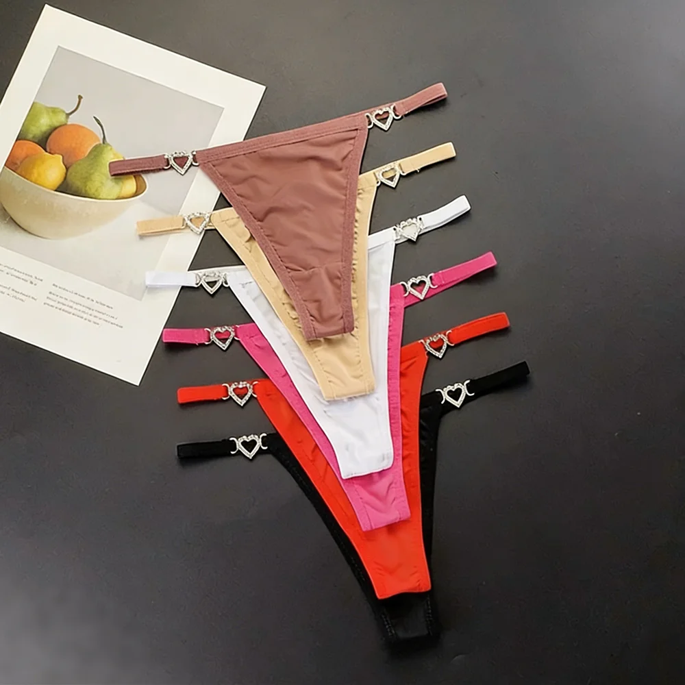 rhinestone strap thong front view