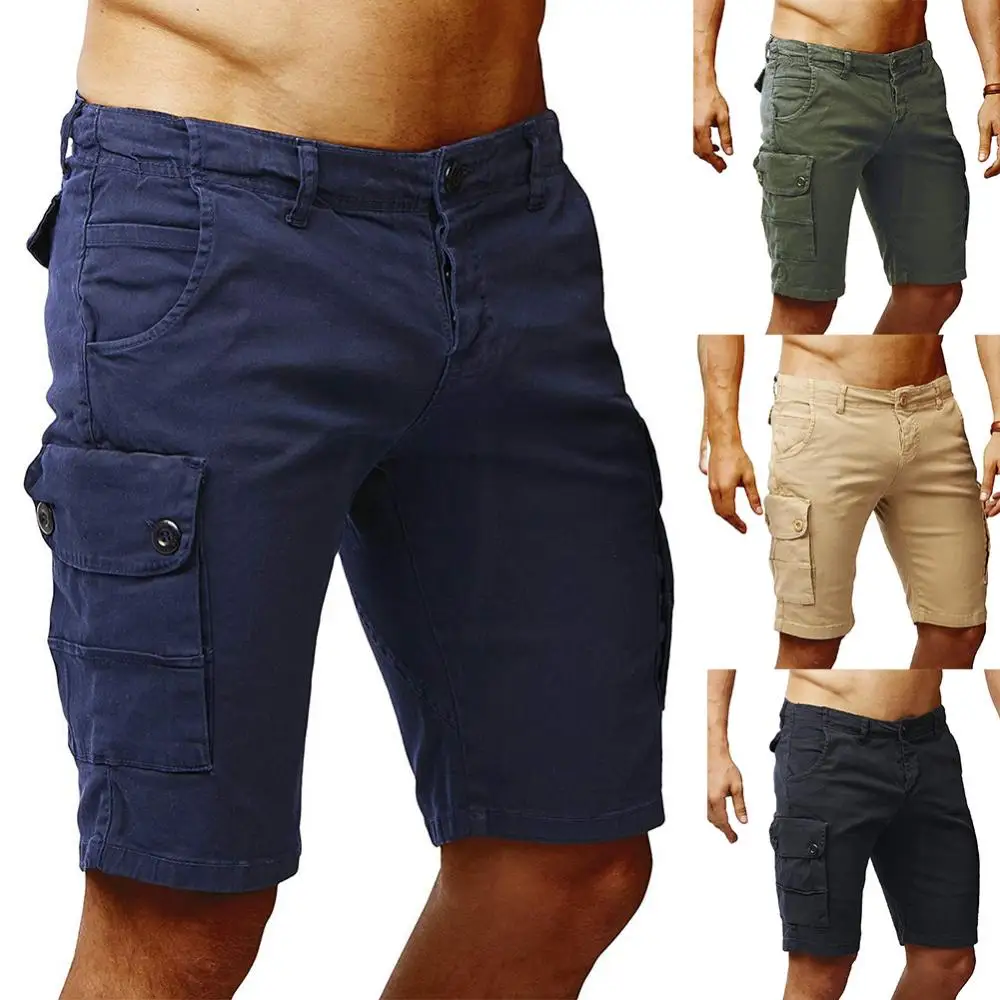 

Summer Shorts Short Straight Cotton Men Casual Cargo Bermuda Male Military Style Work Pocket Lace Up Trousers Vintage Man