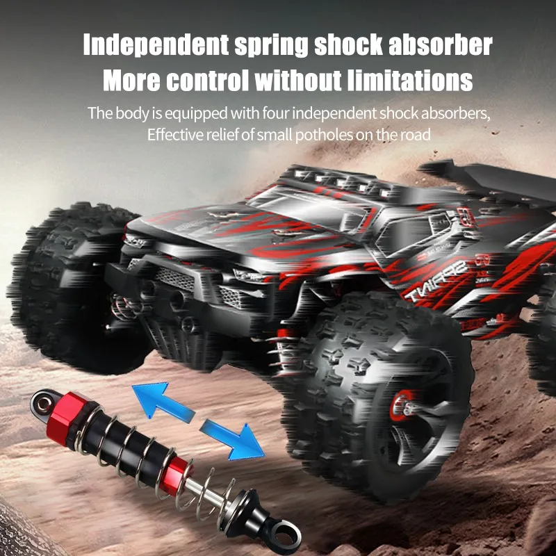 1:16 LED 리모컨 자동차 4WD RC 자동차, 고속 드리프트 몬스터 4x4 트럭, Wltoys 124017 장난감, 85 km/h 또는 50 km/h