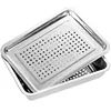 2PCS Stainless Steel Kitchen Storage Tray Set Food Drain Dry Dish Barbecue Hollow Filter Oil Plate Home Teahouse Tea Cup Trays 2