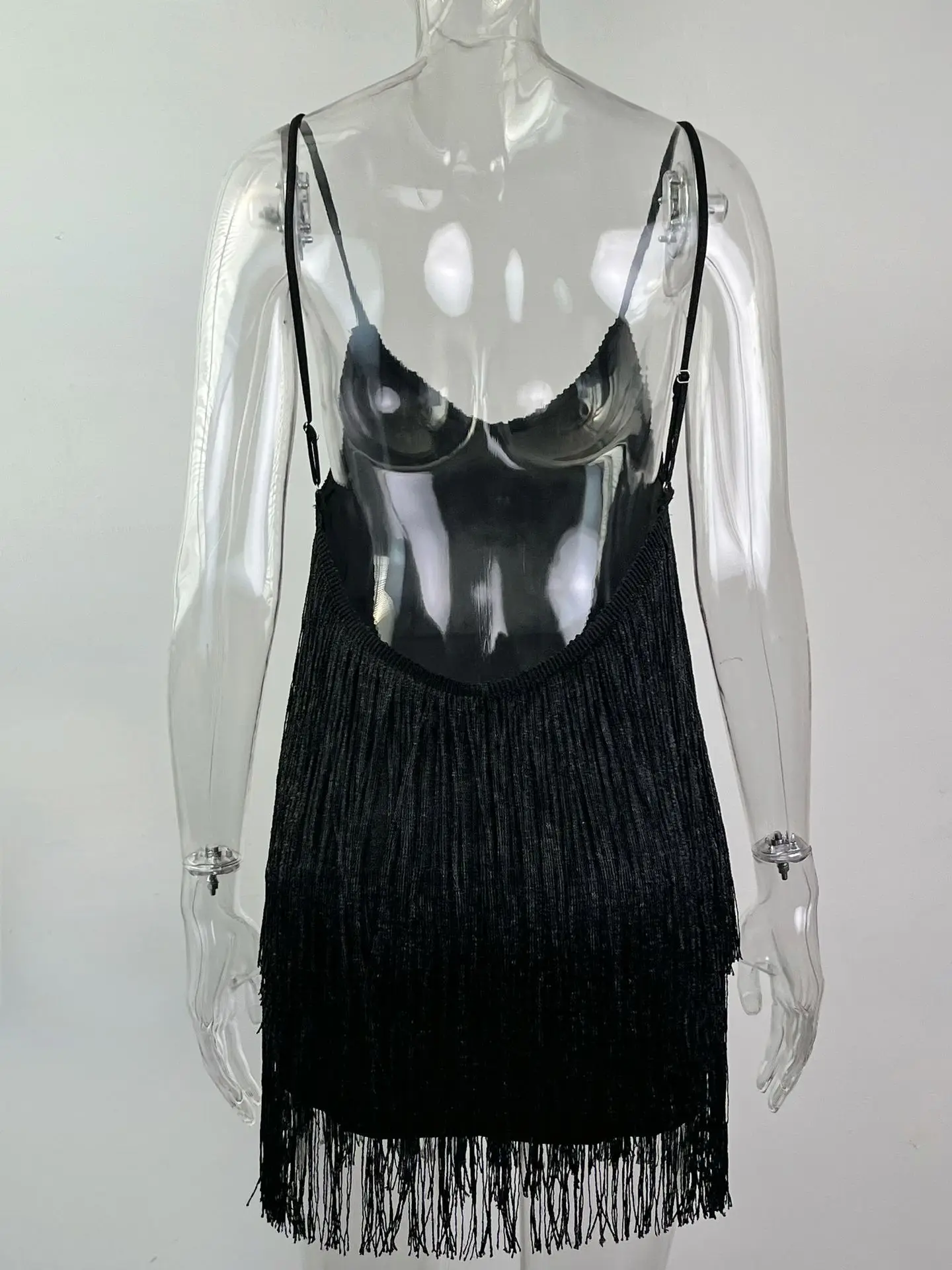 Neue Mode Kleider 2026 Frau Fransen Pailletten Spaghetti Strap Tiefem V Rückenfreies Party Kleid Abend Club Cocktailkleid Y2k Kleidung – Detail 6
