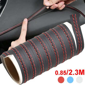 Modanatura interna per auto Cruscotto autoadesivo Linea decorativa in pelle Rosso Blu Striscia treccia fai da te Decorazione auto 0,5 / 2M