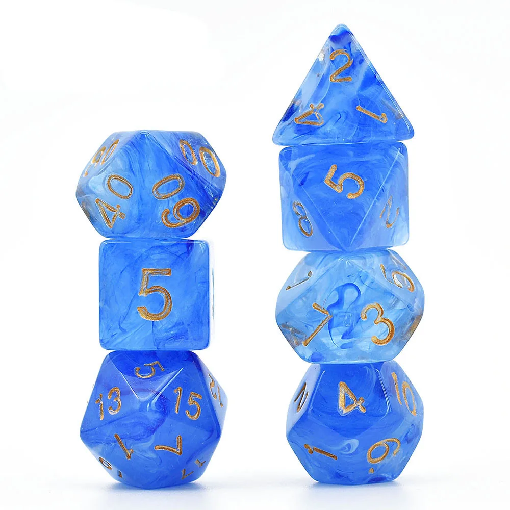 Poludie 7Pcs/Set Purple Swirl Dice Set D4~D20 DND Polyhedral Dice for Dungeons and Dragons Role Play Board Game RPG