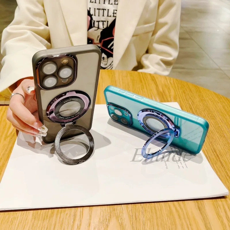 Wireless Magnetic Stand Case with Ring Holder, Clear Soft Cover